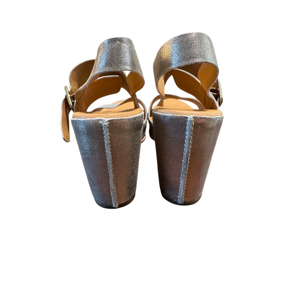 Kork-Ease Metallic Silver Leather Platform Block Heel Sandals Size 8 - Picture 5 of 9